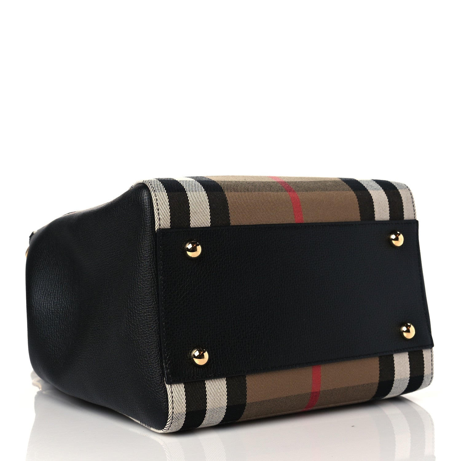 Burberry Grainy Calfskin House Check Small Canterbury Tote Black 4 of 9