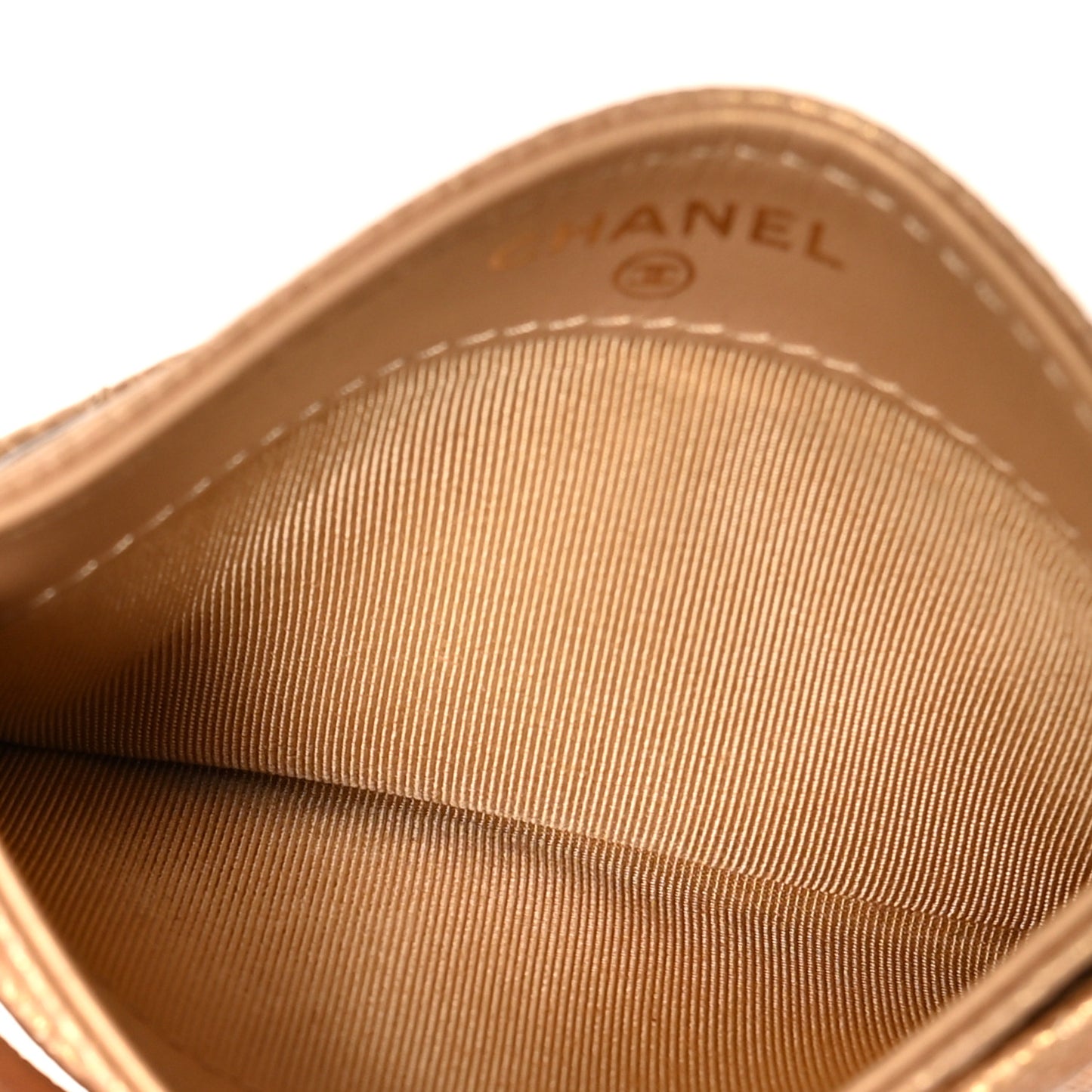 Metallic Caviar Quilted Card Holder Gold