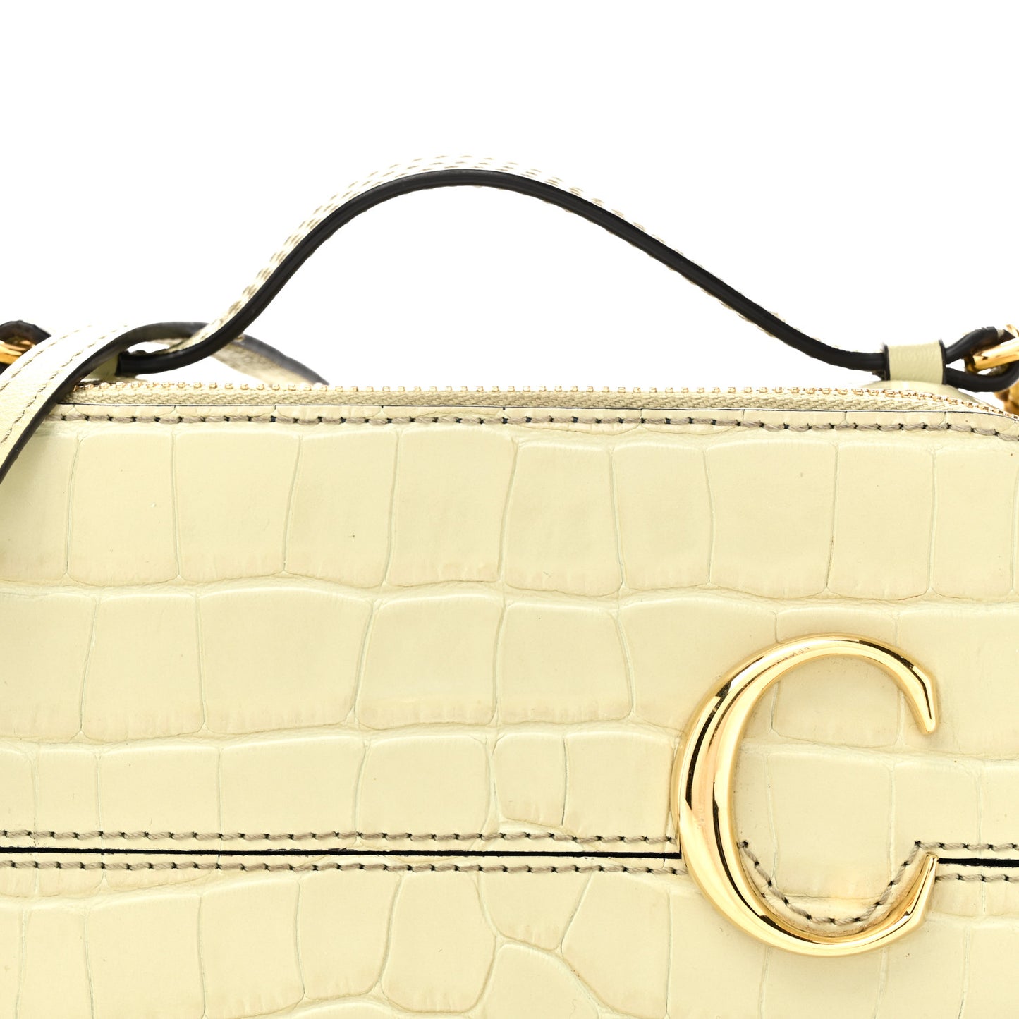 Calfskin Crocodile Embossed Mini C Vanity Bag Light Eucalyptus