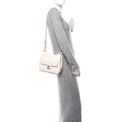 Chanel Caviar Quilted Wavy CC Hobo White 2 of 11