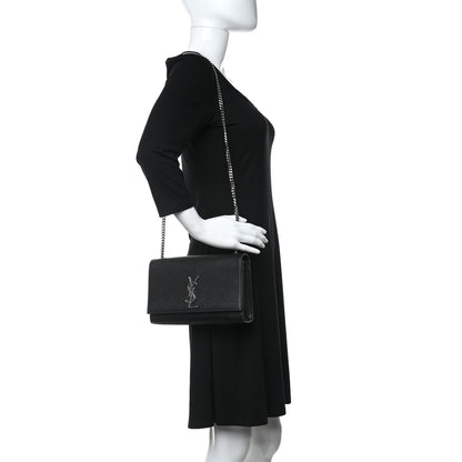 Saint Laurent Grain De Poudre Medium Classic Monogram Kate Satchel Black 2 of 8