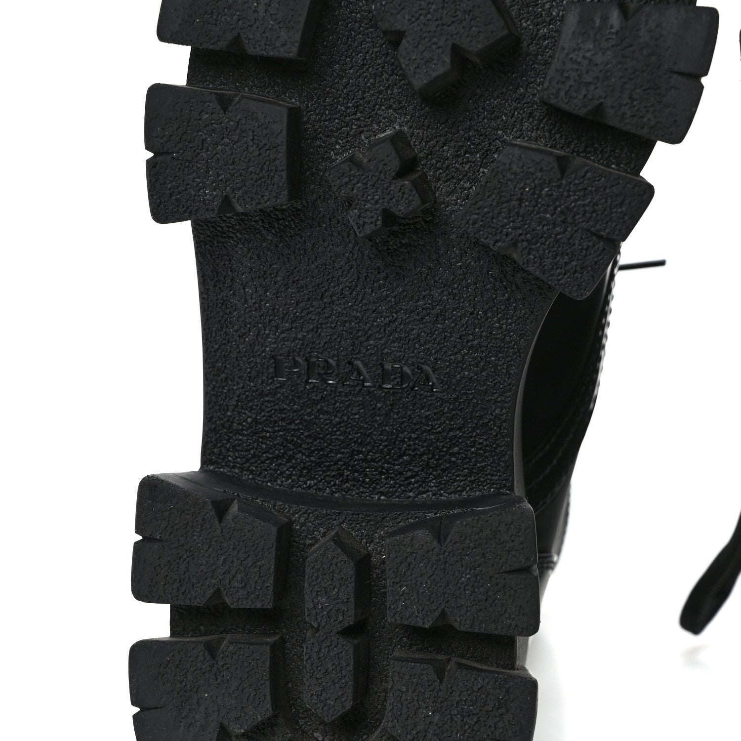 Prada Spazzolato Rois Nylon Metal Triangle Logo Monolith Pouch Pocket 55mm Boots 38.5 Black 7 of 11