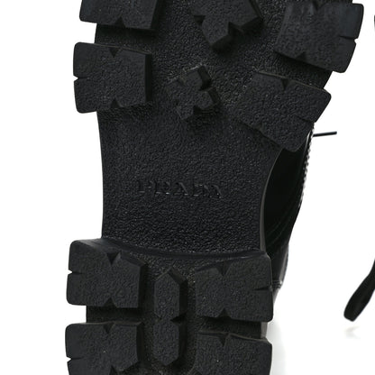Prada Spazzolato Rois Nylon Metal Triangle Logo Monolith Pouch Pocket 55mm Boots 38.5 Black 7 of 11