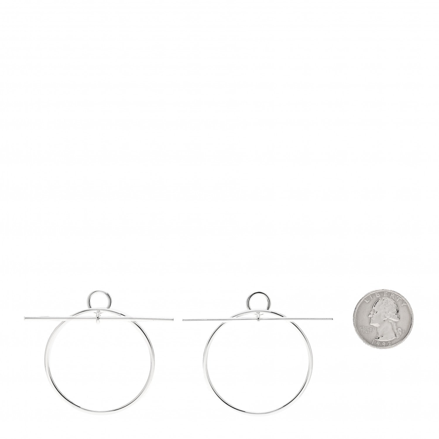 Hermes Sterling Silver MM Loop Earrings 2 of 6