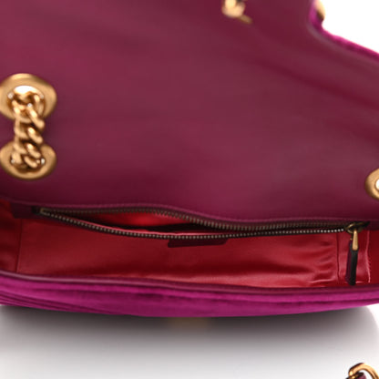 Gucci Velvet Matelasse Small GG Marmont Shoulder Bag Fuchsia Violet Cyclamen 5 of 10