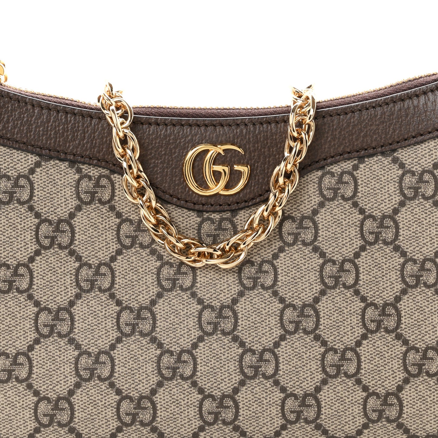 GG Supreme Monogram Textured Dollar Calfskin Web Small Ophidia GG Handbag Beige Ebony New Acero