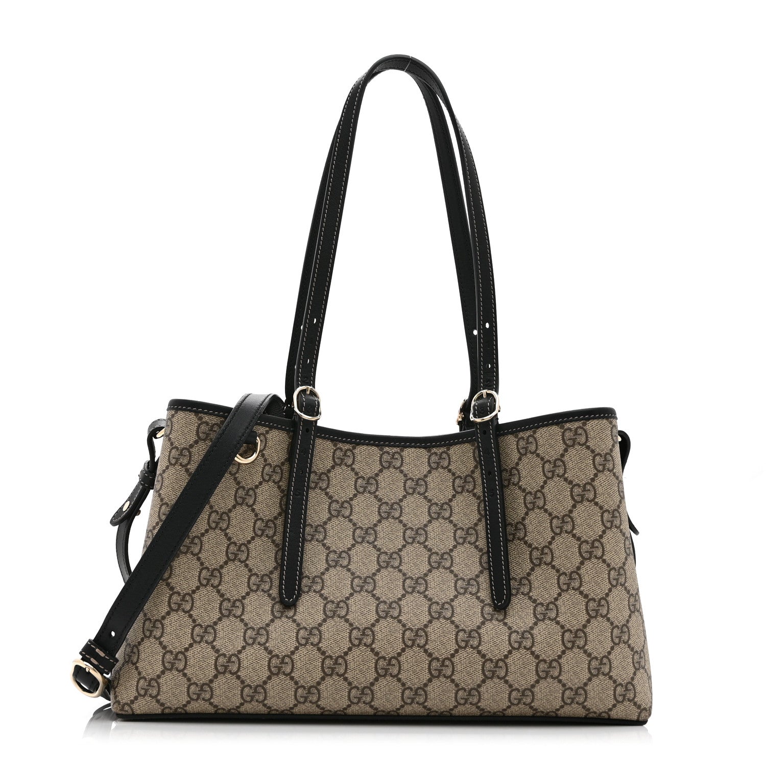 Gucci GG Supreme Monogram Emblem Medium Tote Bag Beige Black 1 of 11