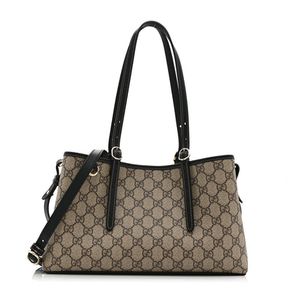 Gucci GG Supreme Monogram Emblem Medium Tote Bag Beige Black 1 of 11