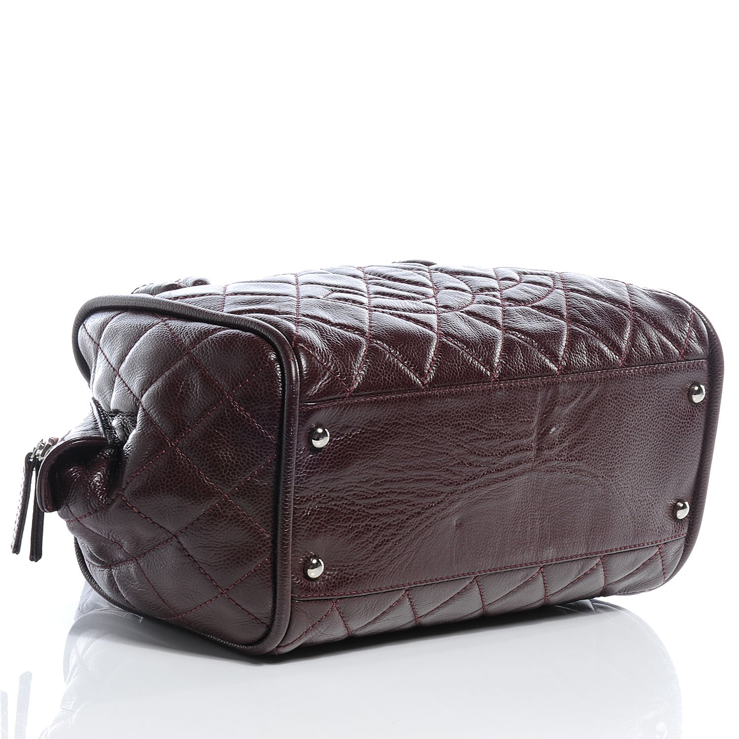 Chanel Caviar Quilted CC Timeless Bowler Burgundy 4 of 7