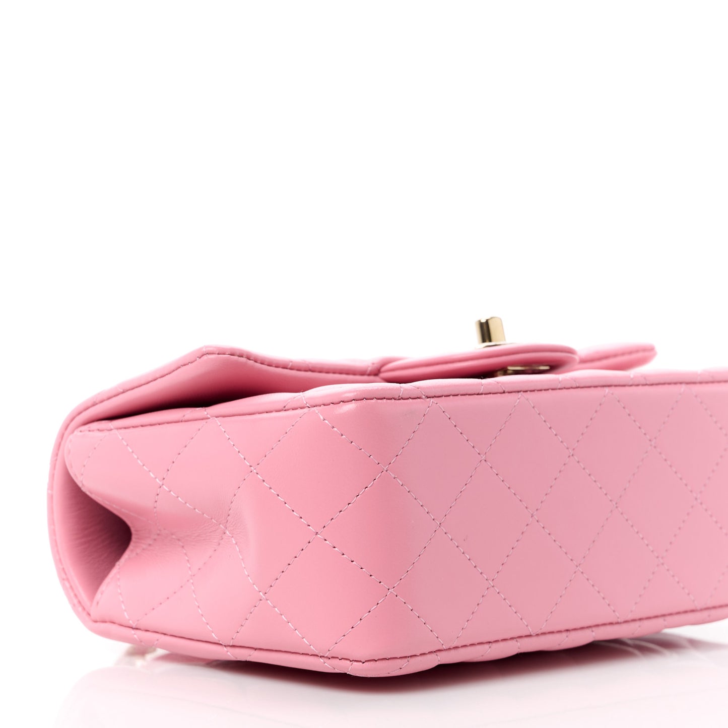 Lambskin Quilted Mini Top Handle Rectangular Flap Pink