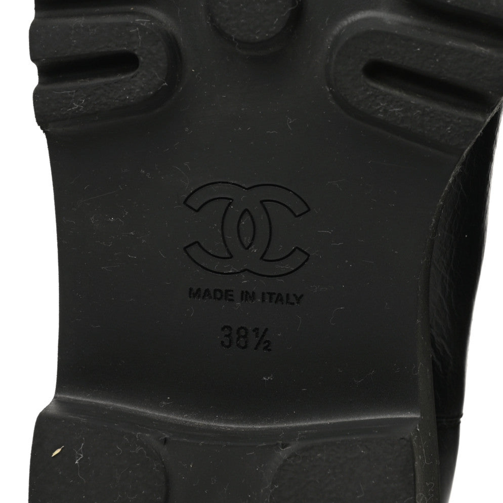 Calfskin Patent Cap Toe Ankle Boots 38.5 Black