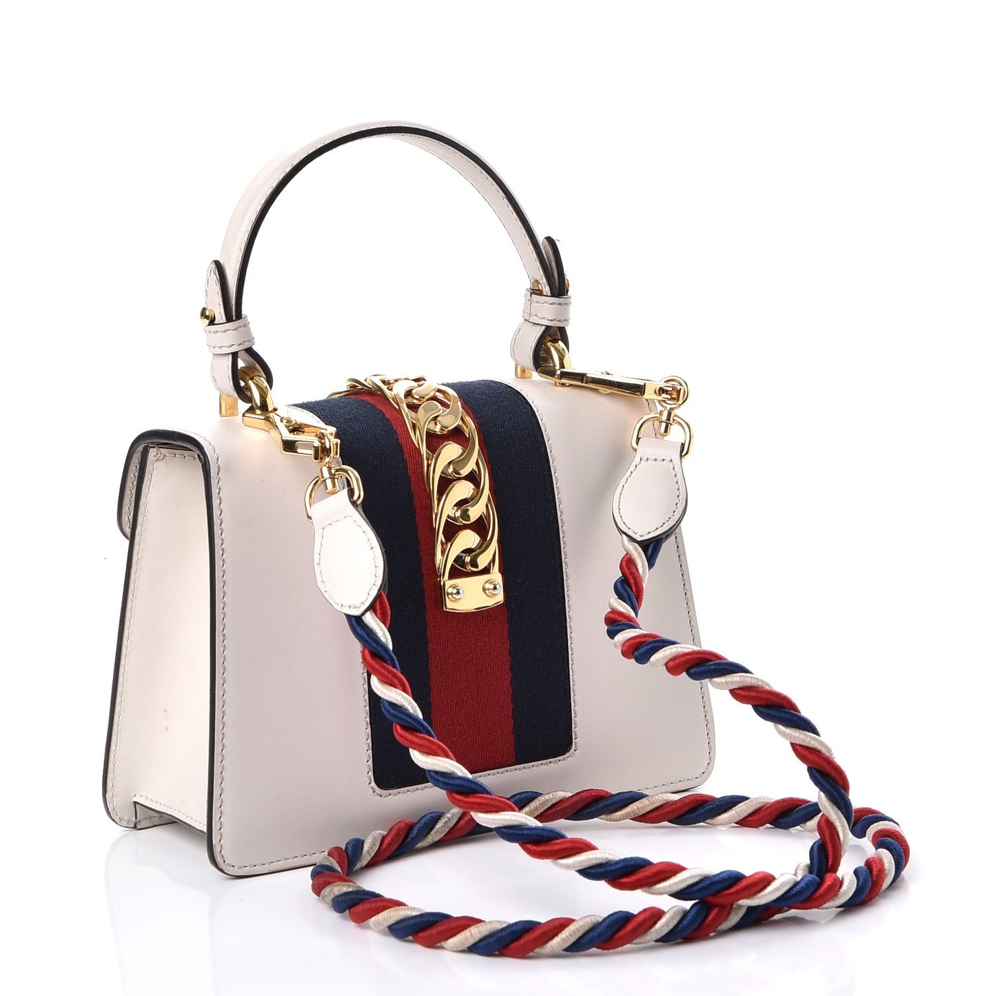Calfskin Mini Sylvie Top Handle Bag White