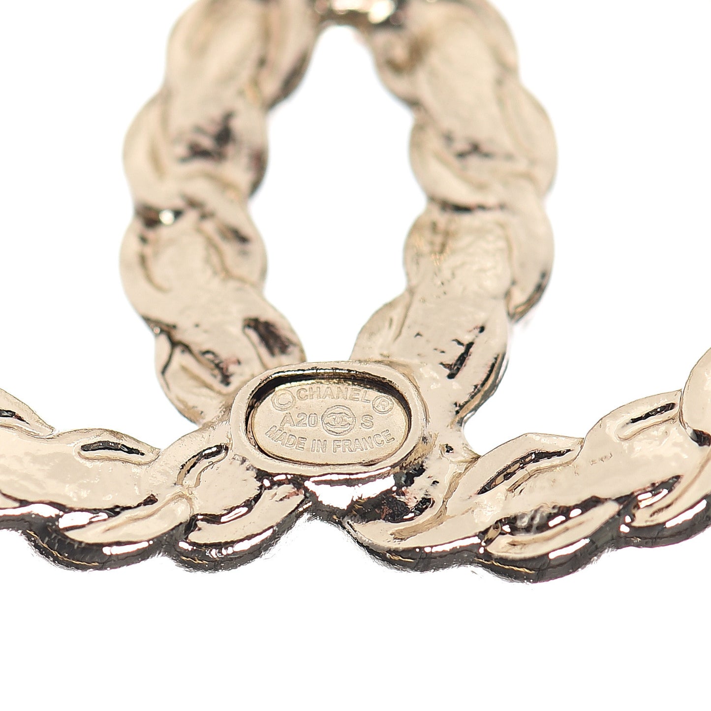 Enamel Metal Chain French New Wave CC Earrings Black Gold