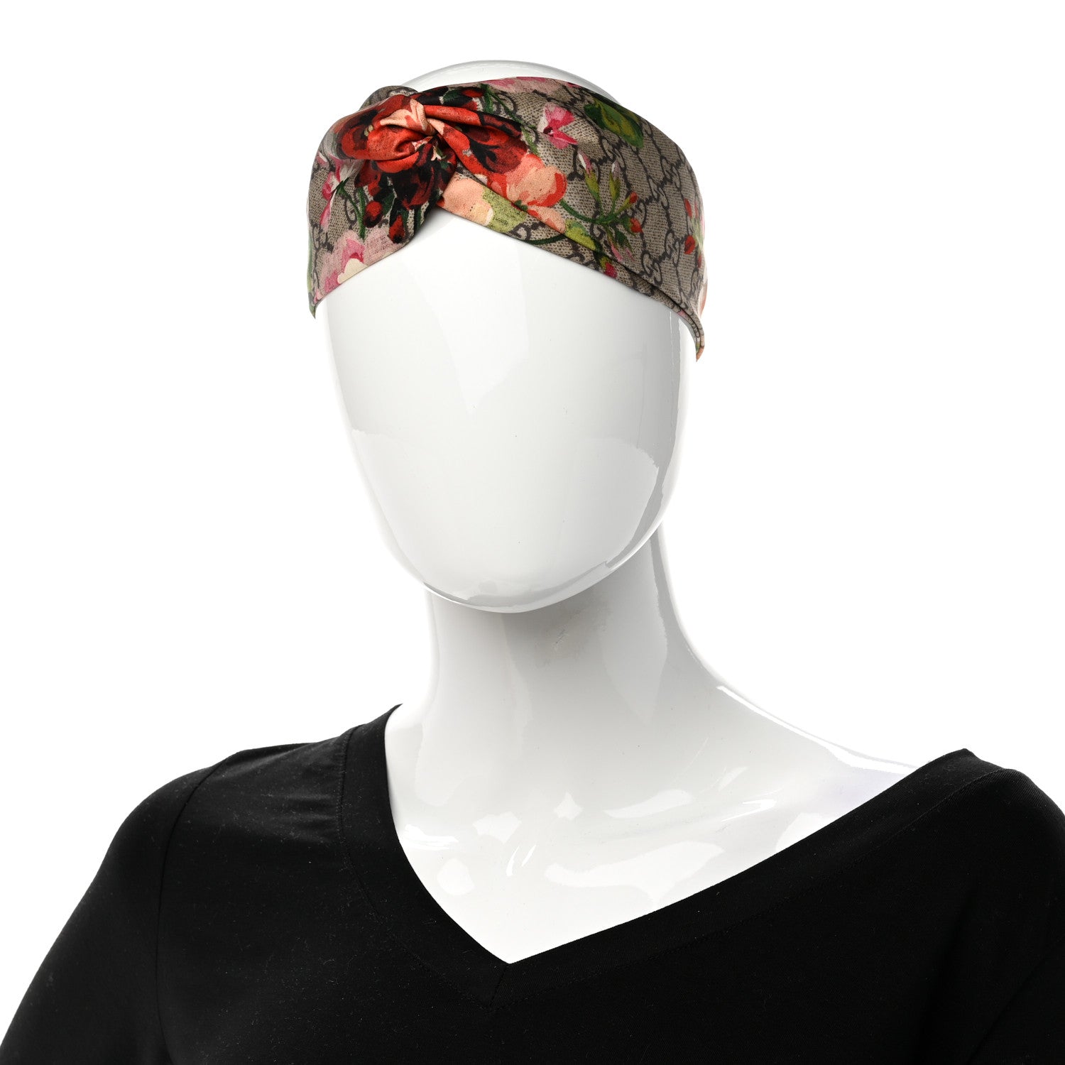 Gucci Silk Monogram Blooms Print Headband Antique Rose 2 of 5
