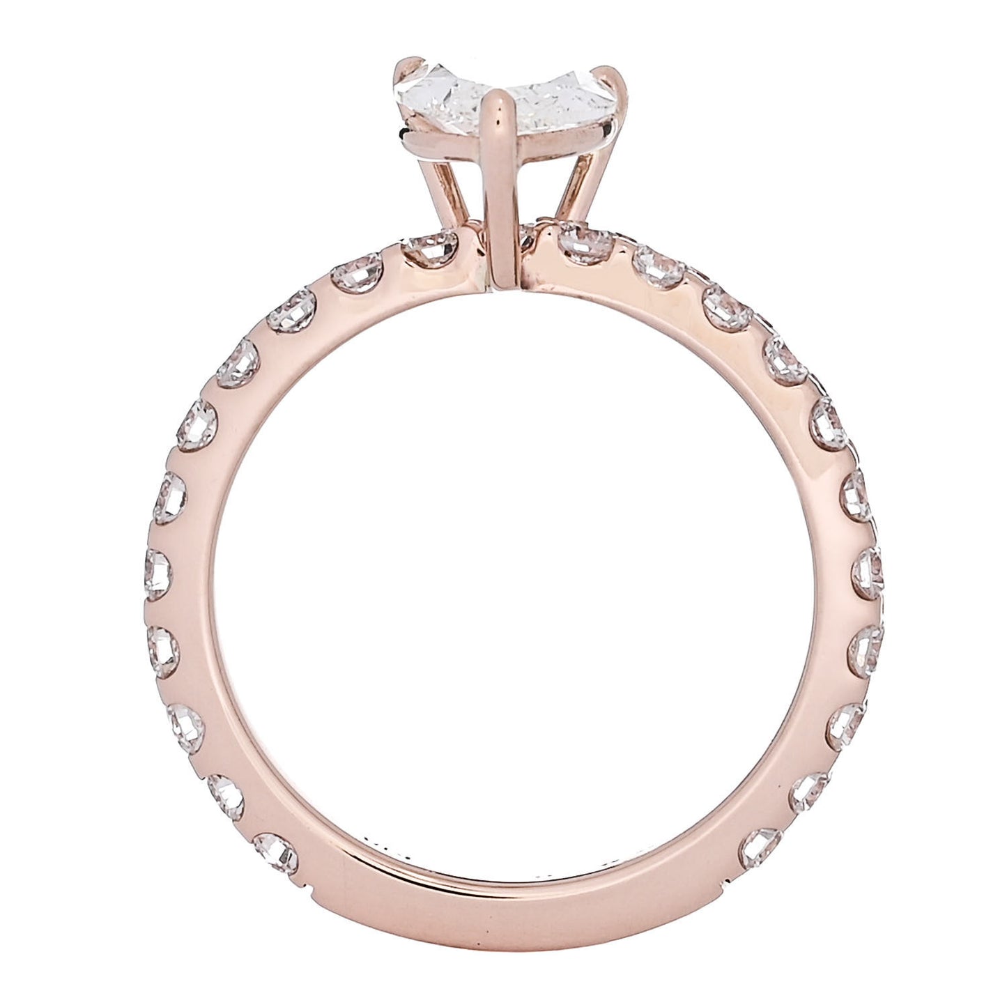 18K Rose Gold Diamond 1.014ct Pear Cut Pave Band Engagement Ring  51 5.75