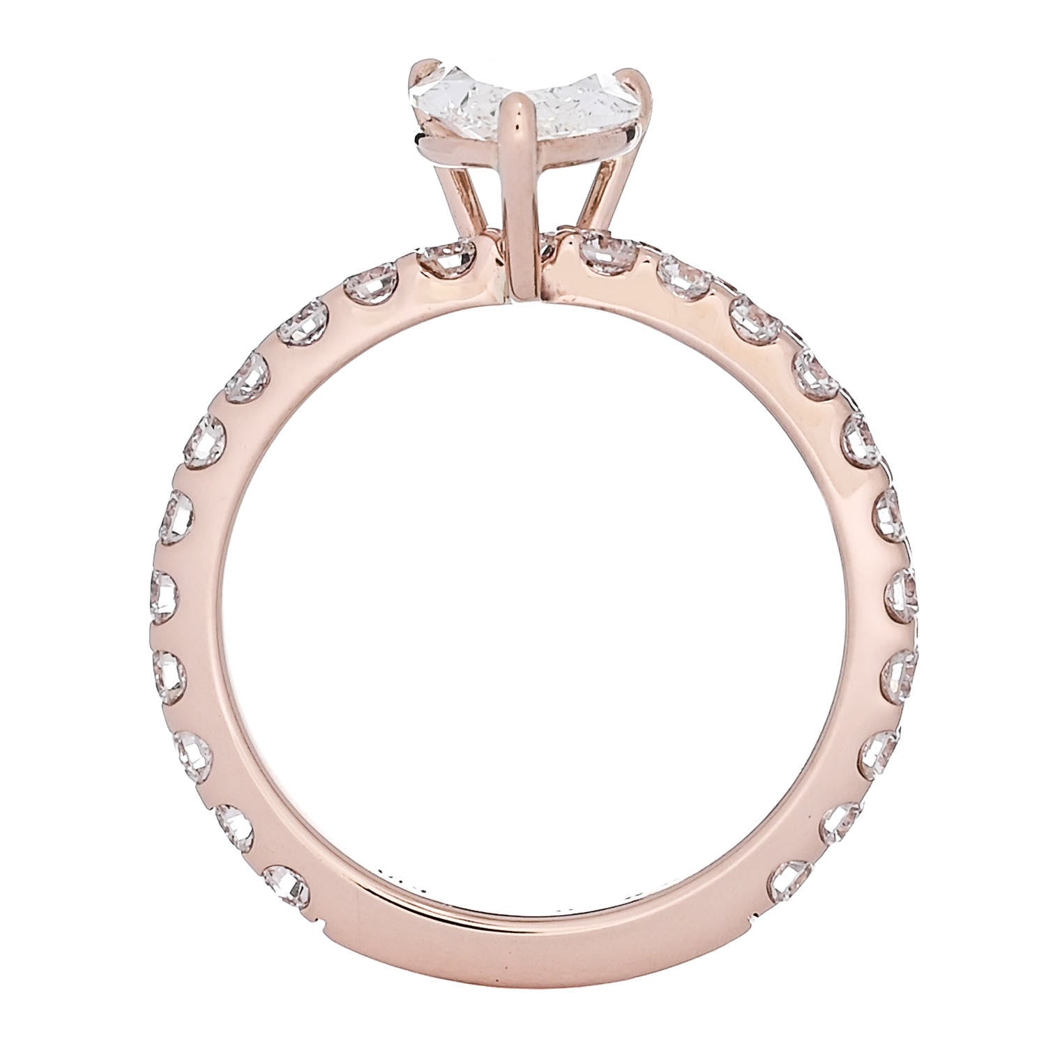 Parker & West by FASHIONPHILE 18K Rose Gold Diamond 1.014ct Pear Cut Pave Band Engagement Ring  51 5.75 5 of 11