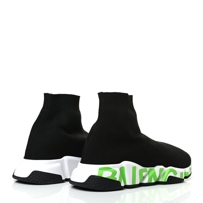 Balenciaga Neoprene Knit Mens Speed Graffiti Sneakers 42 Black White Fluo Green 4 of 7