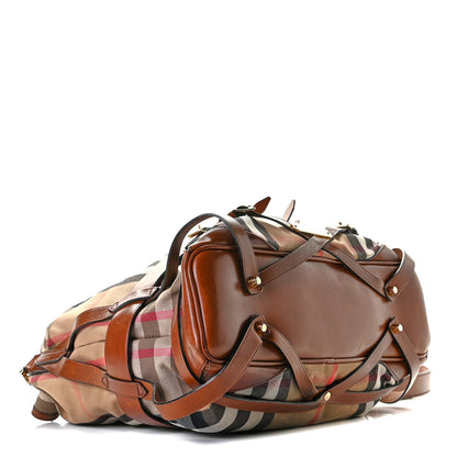 Burberry House Check Bridle Calfskin Medium Gosford Hobo Dark Tan 4 of 15