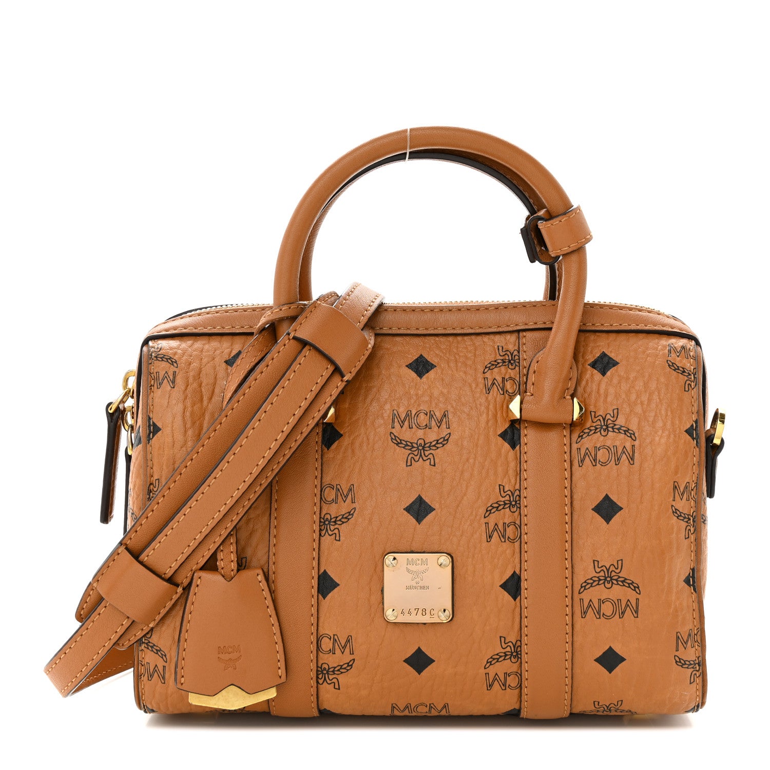 MCM Visetos Small Boston Bag Cognac 1 of 14