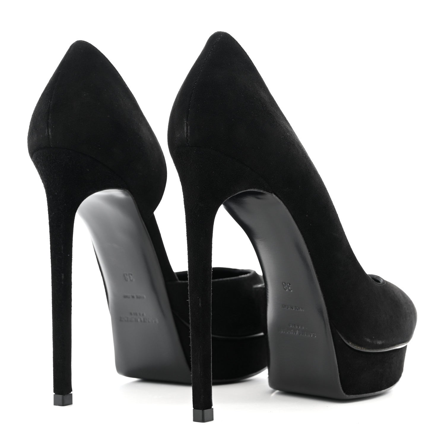 Saint Laurent Suede Janis 105 D'Orsay Pumps 38 Black 5 of 10