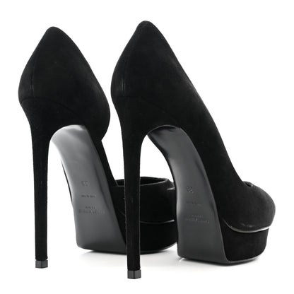 Saint Laurent Suede Janis 105 D'Orsay Pumps 38 Black 5 of 10