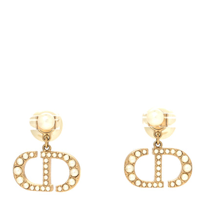 Christian Dior Crystal Pearl Clair D Lune Earrings Gold 1 of 4