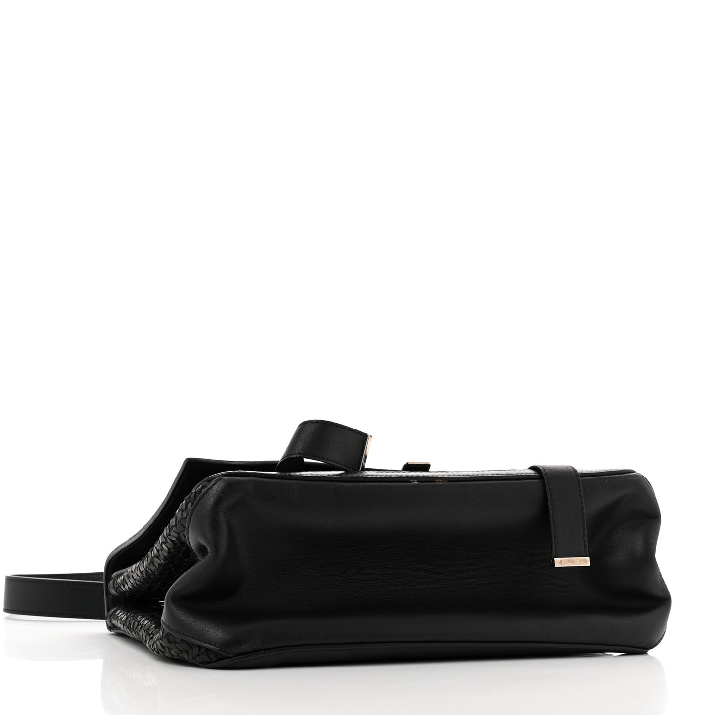 Calfskin Woven Small Lunch Bag Black