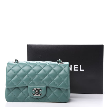 Chanel Lambskin Quilted Mini Rectangular Flap Green 11 of 12