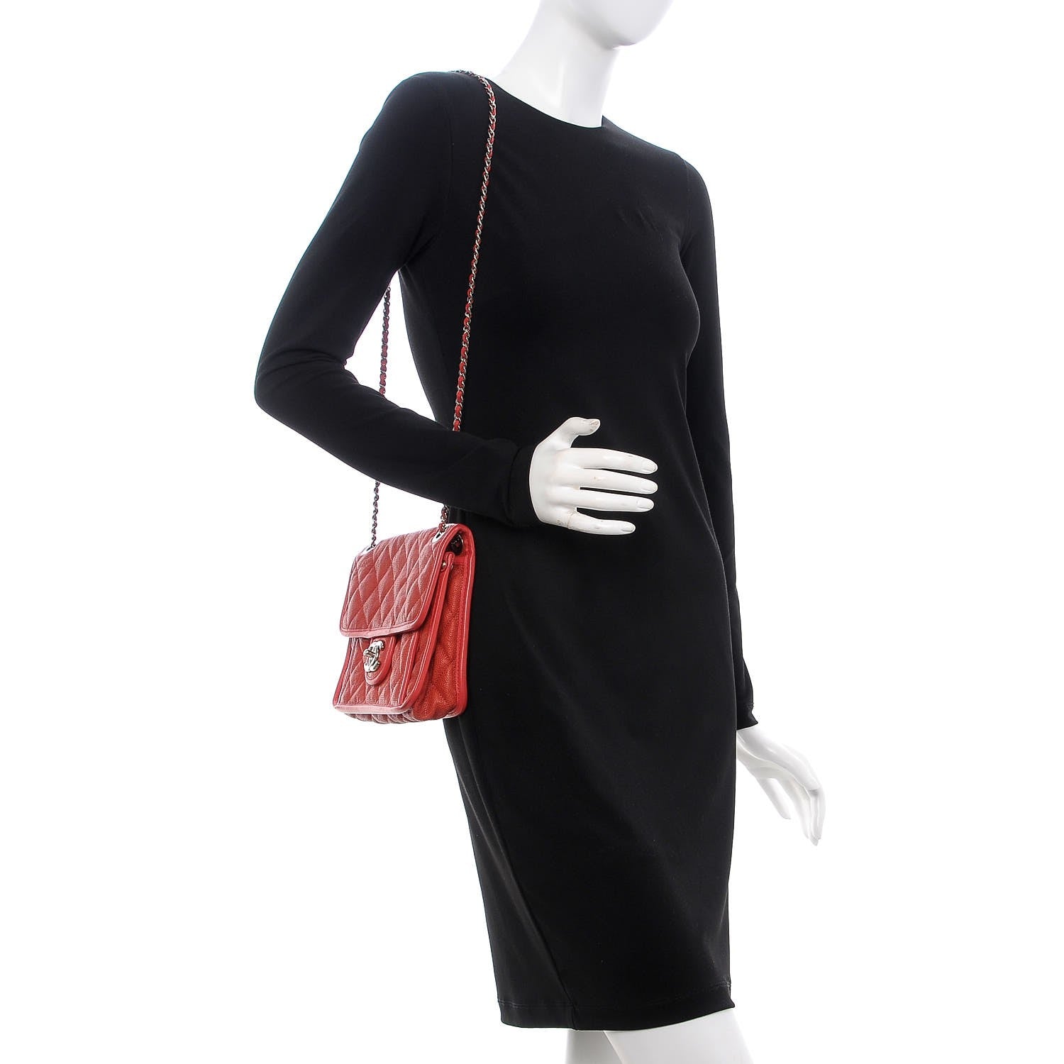 Chanel Caviar Quilted Mini French Riviera Flap Red 2 of 13