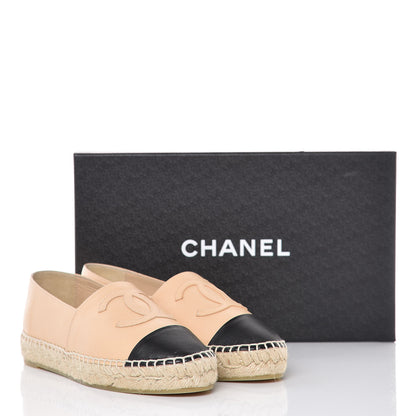 Chanel Lambskin CC Espadrilles 35 Beige Black 10 of 10