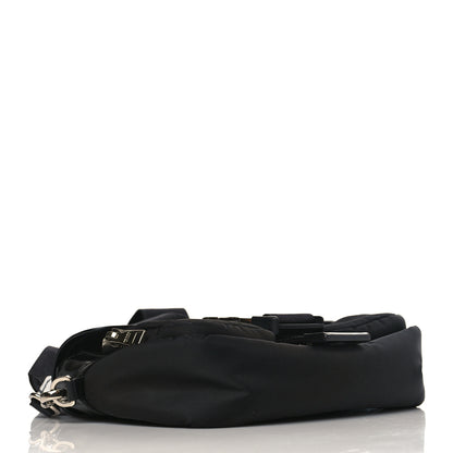 Prada Re-Nylon Spazzolato Double Pocket Buckle Shoulder Bag Black 4 of 9