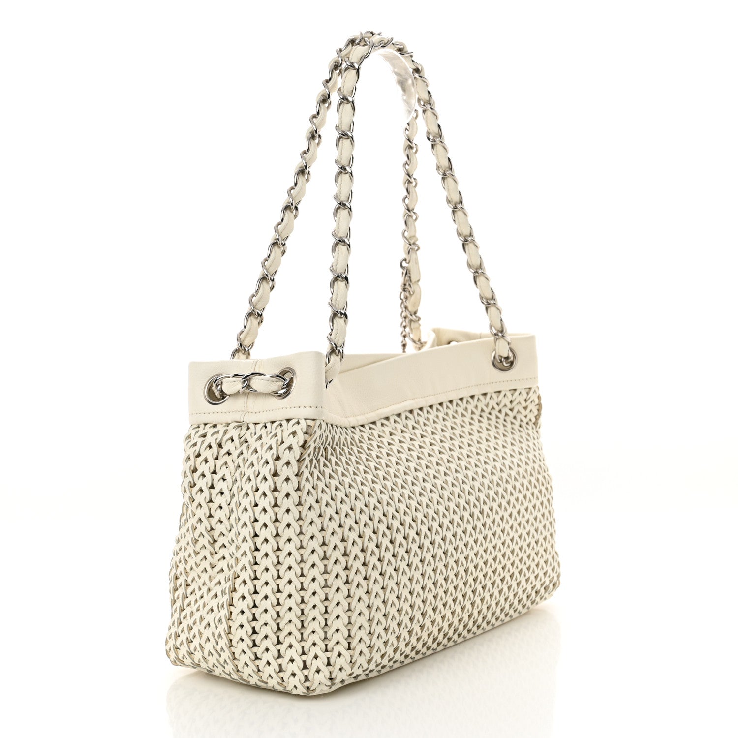 Chanel Calfskin Small Braided CC White 3 of 12