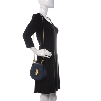 Chloe Grained Lambskin Mini Drew Shoulder Bag Royal Navy 2 of 9