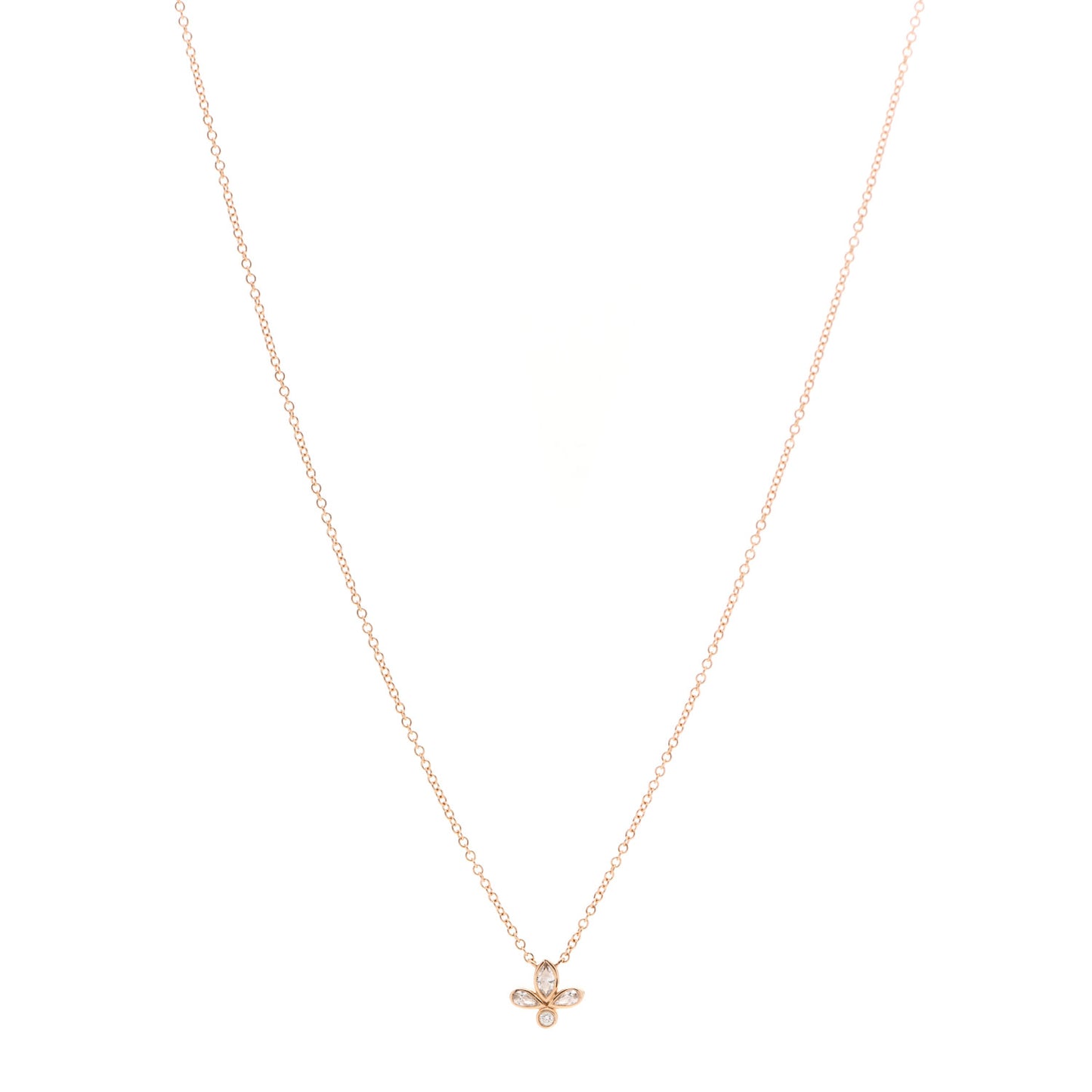 18K Rose Gold Diamond Fleur de Lis Pendant Necklace