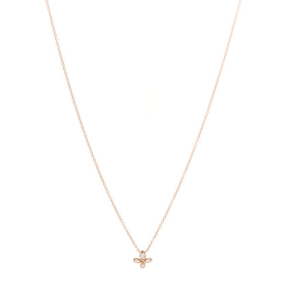 Tiffany 18K Rose Gold Diamond Fleur de Lis Pendant Necklace 1 of 5