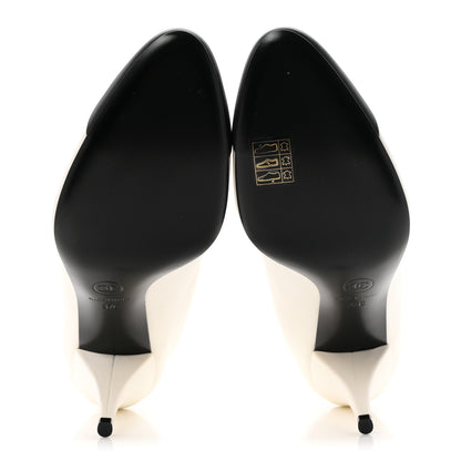Chanel Lambskin Pumps 37 Ivory Black 6 of 10