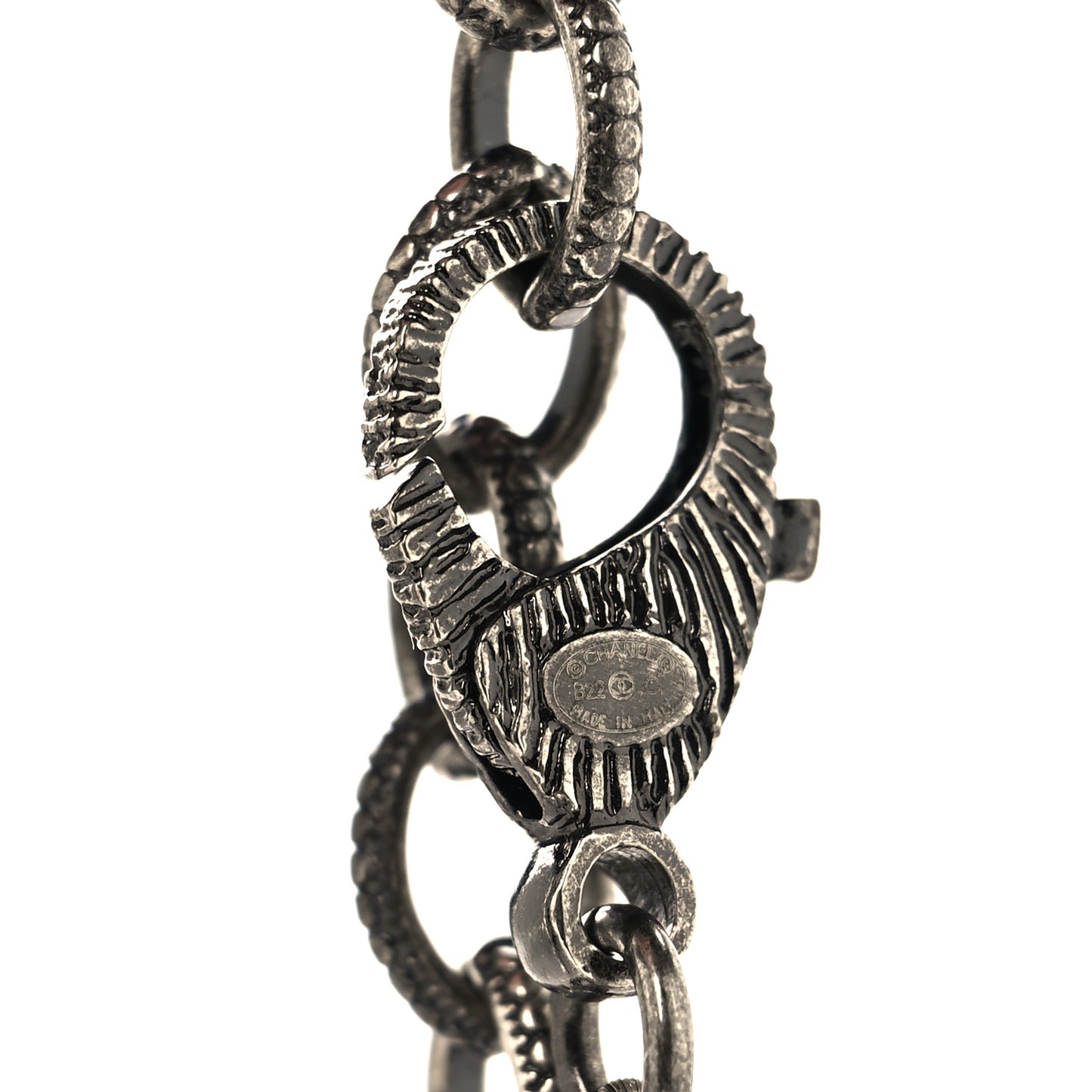 Pearl Crystal CC Camellia Necklace Ruthenium Black
