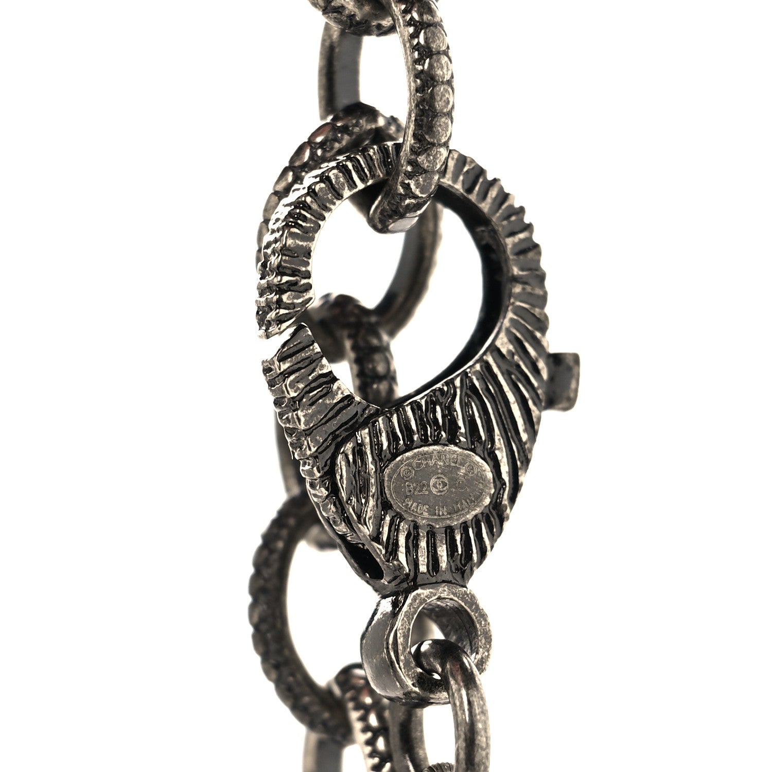 Chanel Pearl Crystal CC Camellia Necklace Ruthenium Black 4 of 5