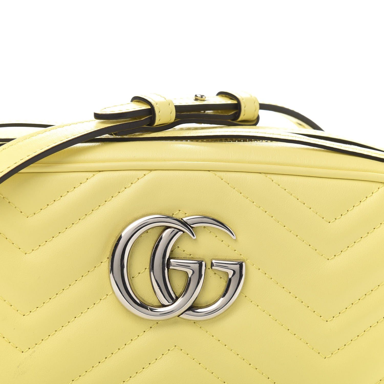 Gucci Calfskin Matelasse Small GG Marmont Chain Shoulder Bag Banana 11 of 13