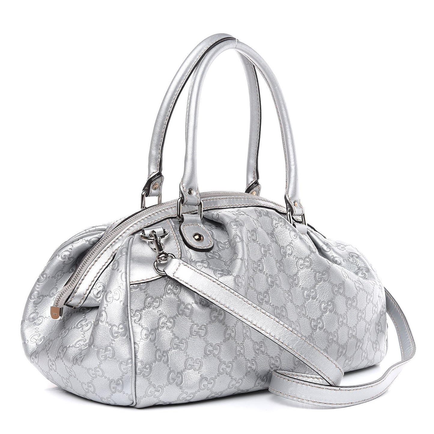 Metallic Guccissima Medium Sukey Boston Silver