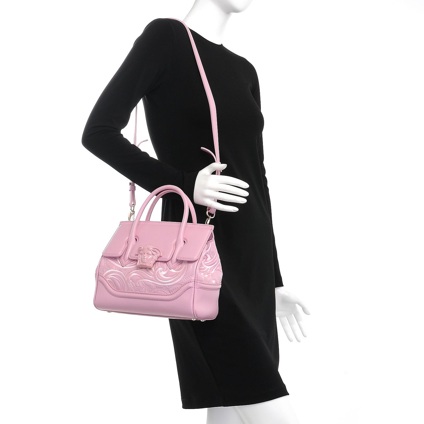 Calfskin Embroidered Medium Baroque Palazzo Empire Bag Pink