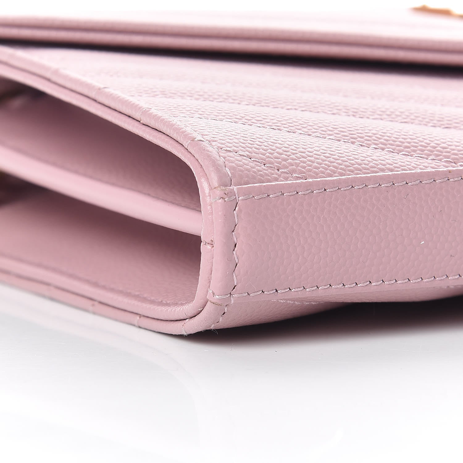 Saint Laurent Grain De Poudre Matelasse Chevron Monogram Chain Wallet Tender Pink 8 of 11