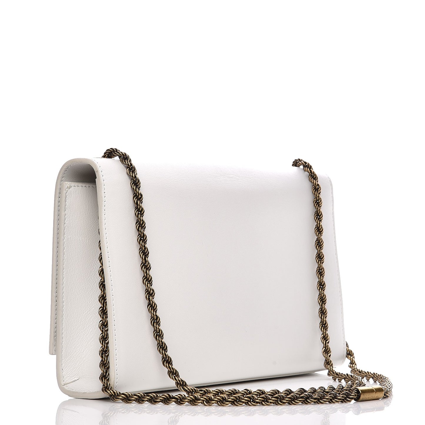 Smooth Calfskin Medium Braided Monogram Kate Satchel Blanc Craie