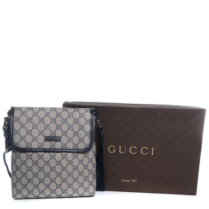 Gucci GG Plus Monogram Sellieria Calfskin Small Flap Messenger Bag Beige Blue 5 of 9
