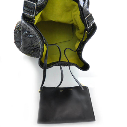 Celine Python Large Seau Drawstring Tote Black Yellow 5 of 6