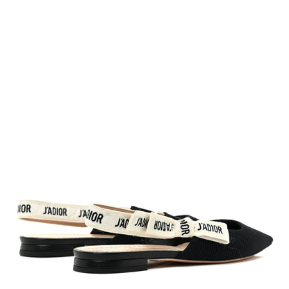Christian Dior Technical Canvas Ribbon J'Adior Slingback Ballet Flats 37 Black 4 of 11