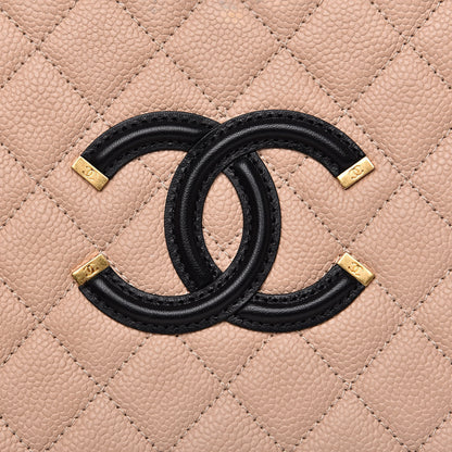Chanel Caviar Quilted Medium CC Filigree Vanity Case Beige Black 8 of 13