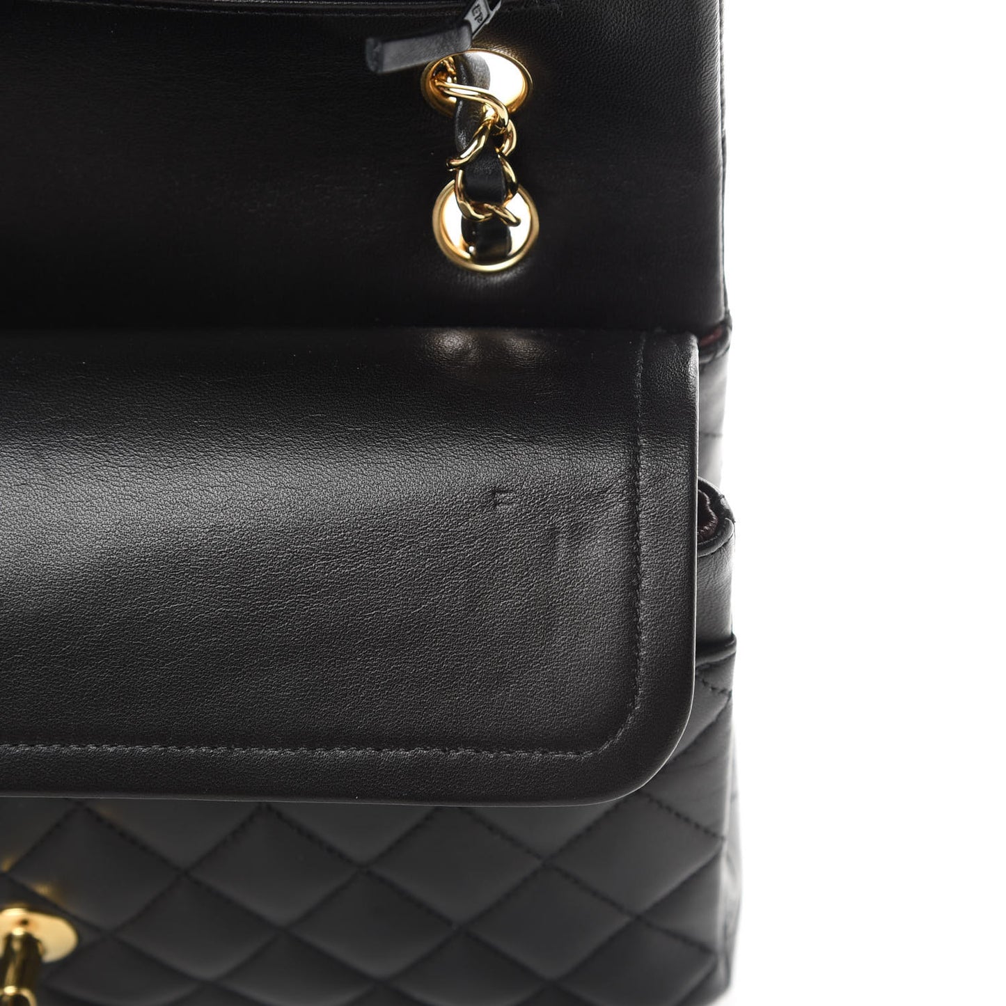 Lambskin Quilted Medium Double Flap Black