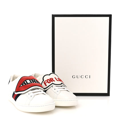 Gucci Calfskin Ayers Blind For Love Embroidered Womens Ace Sneakers 36.5 White 9 of 9