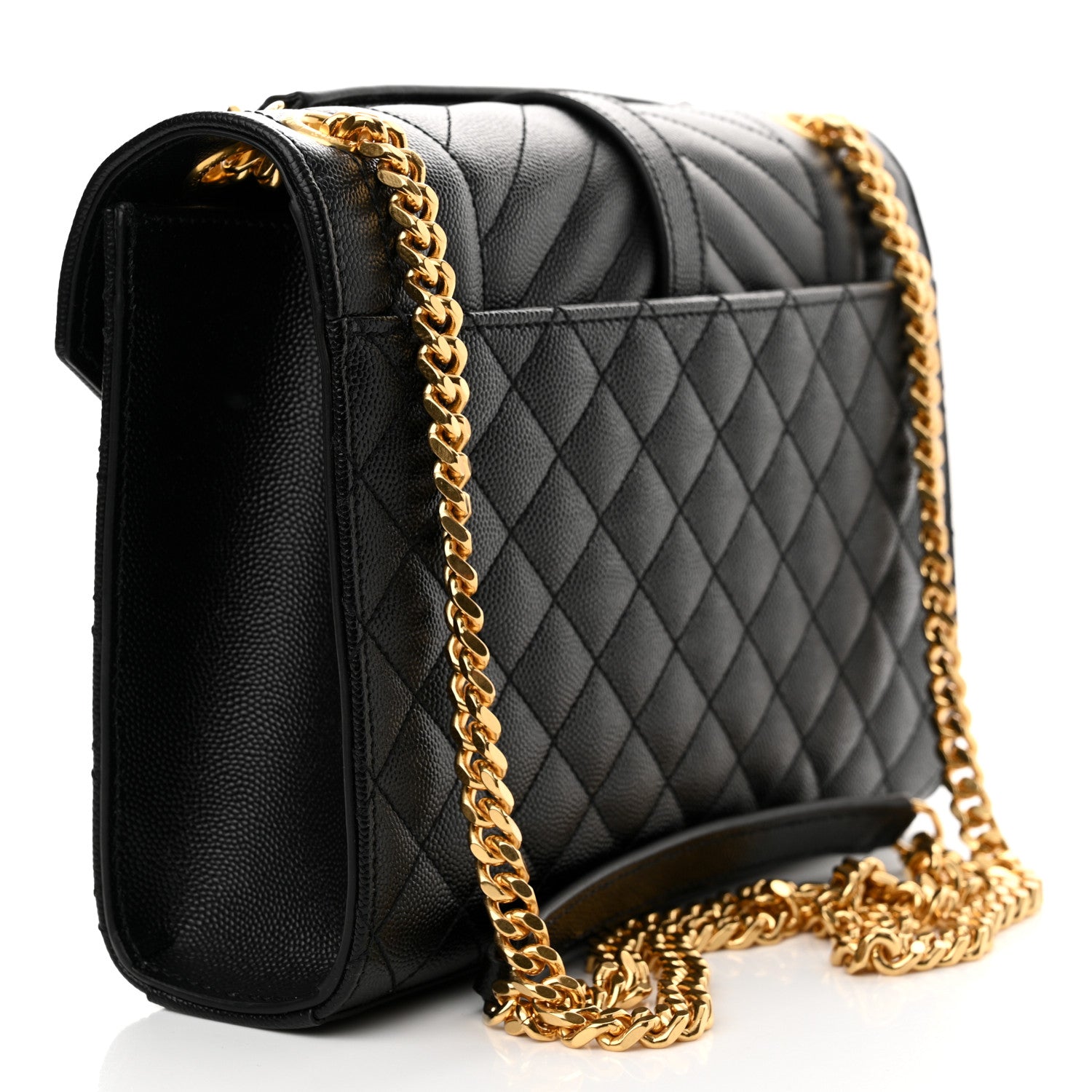 Saint Laurent Grain De Poudre Textured Mixed Matelasse Triquilt Medium Monogram Satchel Black 3 of 12